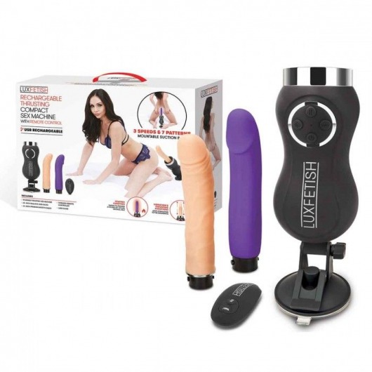 Портативная секс-машина Thrusting Compact Sex Machine c 2 насадками - Lux Fetish - купить с доставкой в Москве