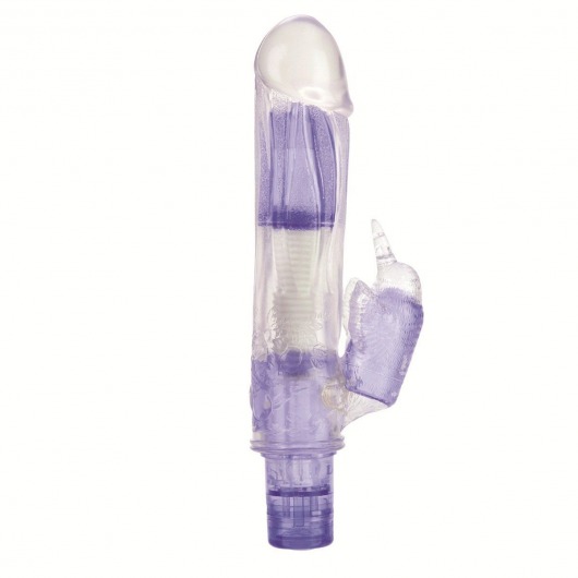 Лавандовый вибромассажёр Bendies Satisfier с клиторальным стимулятором - 14,5 см. - California Exotic Novelties
