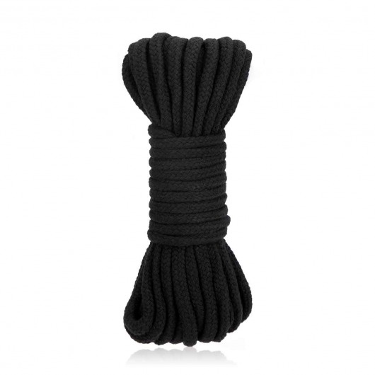 Черная хлопковая веревка для связывания Bondage Rope - 10 м. - Lux Fetish - купить с доставкой в Москве