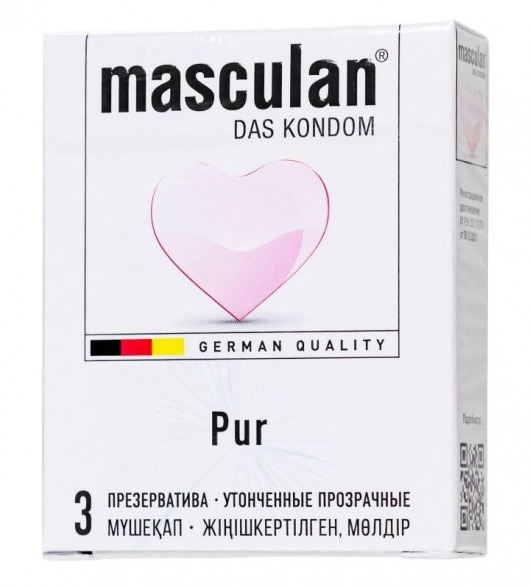 Супертонкие презервативы Masculan Pur - 3 шт. - Masculan - купить с доставкой в Москве