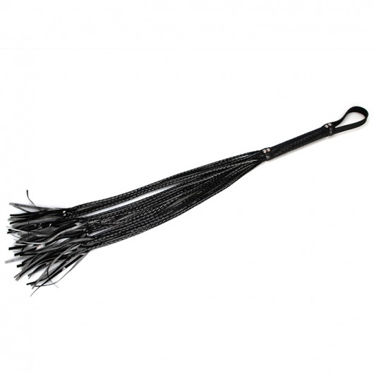 Чёрная плеть с лаковыми хвостиками - 79 см. - Lux Fetish - купить с доставкой в Москве