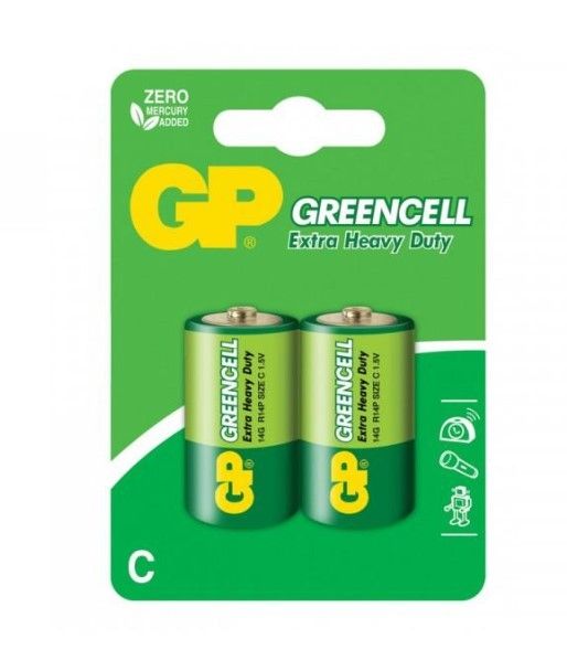 Батарейки солевые GP GreenCell C/R14G - 2 шт. - Элементы питания - купить с доставкой в Москве