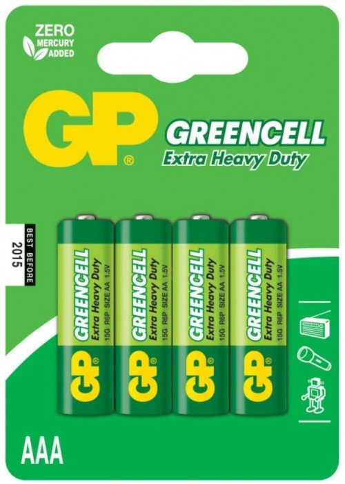 Батарейки солевые GP GreenCell AAA/R03G - 4 шт. - Элементы питания - купить с доставкой в Москве