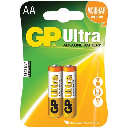 Батарейки GP Ultra Alkaline AA/LR6 15AU-CR2 - 2 шт. - Элементы питания - купить с доставкой в Москве