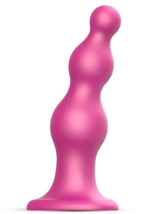 Розовая насадка Strap-On-Me Dildo Plug Beads size L - Strap-on-me - купить с доставкой в Москве