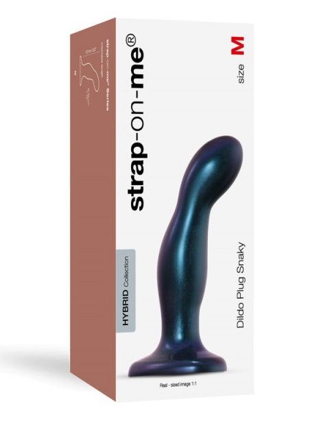 Темно-синяя насадка Strap-On-Me Dildo Plug Snaky size M - Strap-on-me - купить с доставкой в Москве