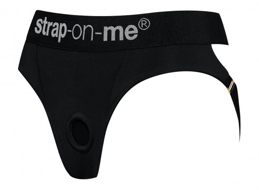 Черные трусики для насадок Heroine Lingerie Harness - size L - Strap-on-me - купить с доставкой в Москве