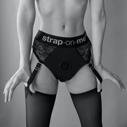 Черные трусики для насадок Diva Lingerie Harness - size M - Strap-on-me - купить с доставкой в Москве