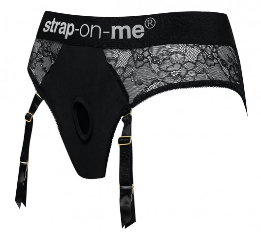 Черные трусики для насадок Diva Lingerie Harness - size L - Strap-on-me - купить с доставкой в Москве