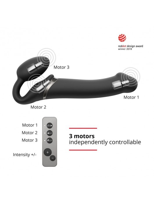 Черный безремневой вибрострапон Silicone Bendable Strap-On - size XL - Strap-on-me - купить с доставкой в Москве