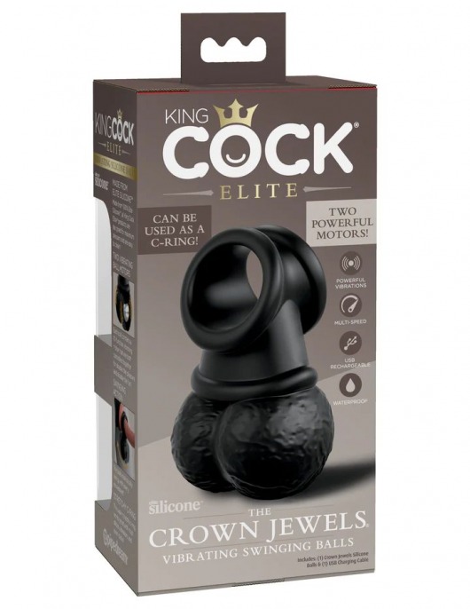 Черная вибронасадка King Cock Ellite The Crown Jewels - Pipedream - в Москве купить с доставкой