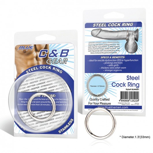 Стальное эрекционное кольцо STEEL COCK RING - 3.5 см. - BlueLine - в Москве купить с доставкой