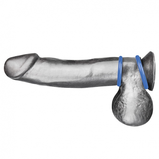 Набор из двух голубых силиконовых колец разного диаметра SILICONE COCK RING SET - BlueLine - в Москве купить с доставкой