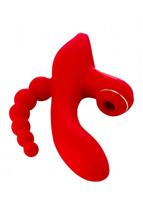 Красный тройной вибромассажер Anna - 20,5 см. - Dream Toys