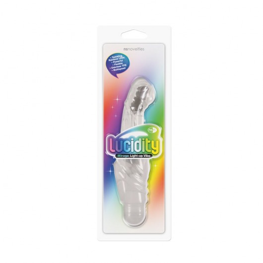 Прозрачный вибромассажёр Mirage  Light Up - 17,7 см. - NS Novelties