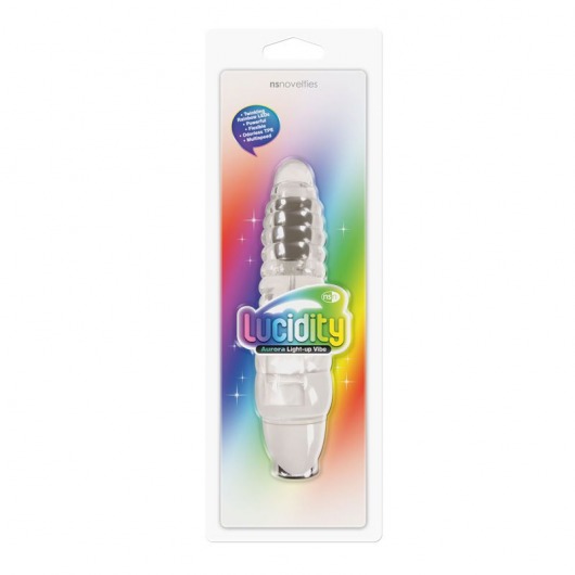 Прозрачный вибромассажёр Aurora Light Up - 18,4 см. - NS Novelties
