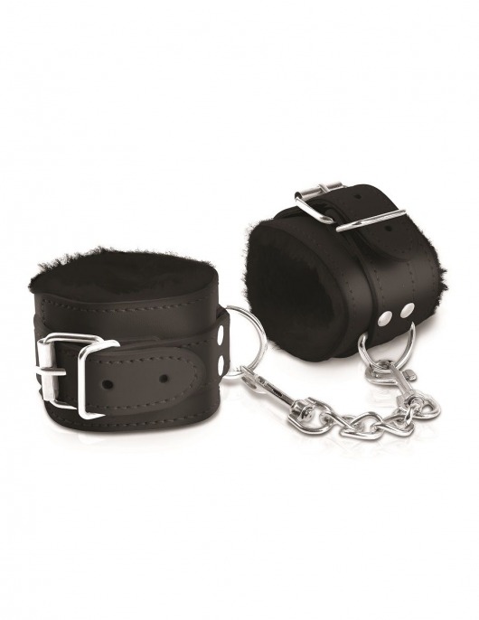 Чёрные наручники с меховой изнанкой CUMFY CUFFS - Pipedream - купить с доставкой в Москве