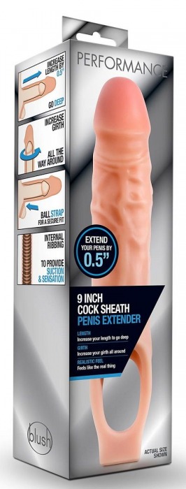 Телесная насадка на пенис 9 Inch Cock Sheath Extender - 22,2 см. - Blush Novelties - в Москве купить с доставкой