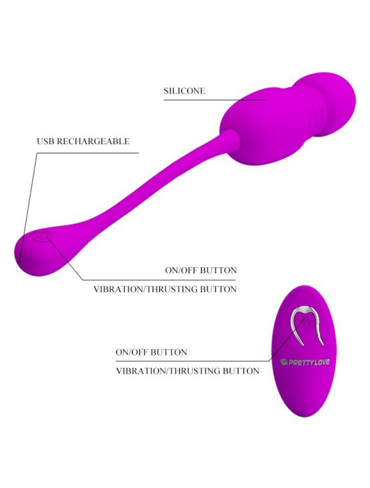 Лиловое виброяйцо Callieri с поступательными движениями и пультом ДУ - Baile