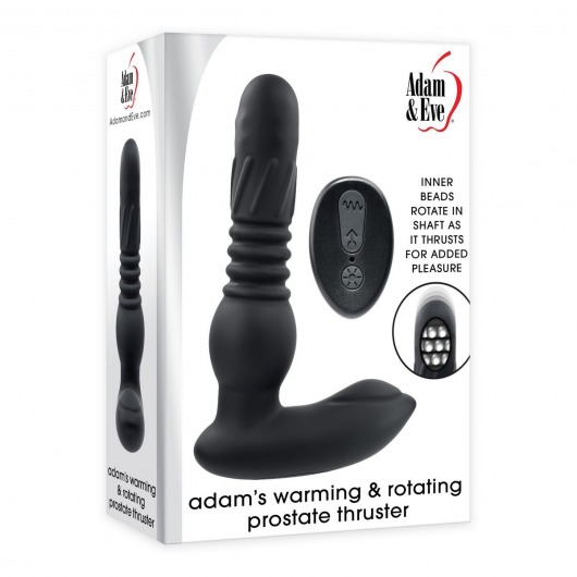 Черный массажер простаты Adams Warming   Rotating Prostate Thruster - 15,3 см. - Adam & Eve - в Москве купить с доставкой