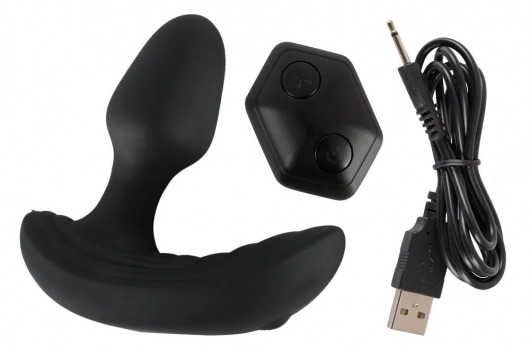 Черный вибростимулятор простаты Butt Plug с функцией расширения - 10,7 см. - Orion - в Москве купить с доставкой