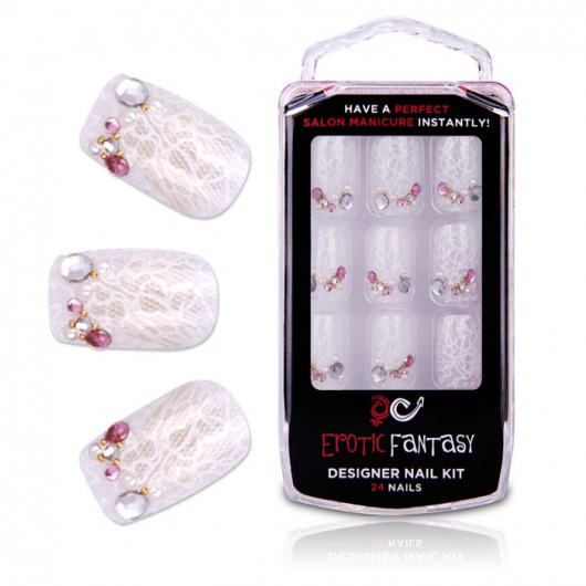 Акриловые типсы для ногтей со стразами White Dream - Erotic Fantasy купить с доставкой