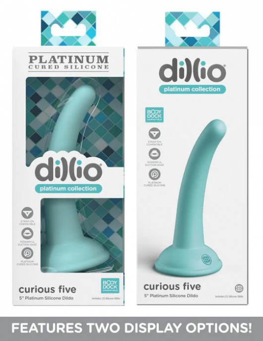 Аквамариновая насадка для страпона Curious Five на присоске - 14,6 см. - Pipedream - купить с доставкой в Москве