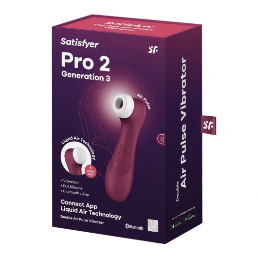 Сливовый вакуум-волновой клиторальный вибростимулятор Pro 2 Generation 3 with app control - Satisfyer