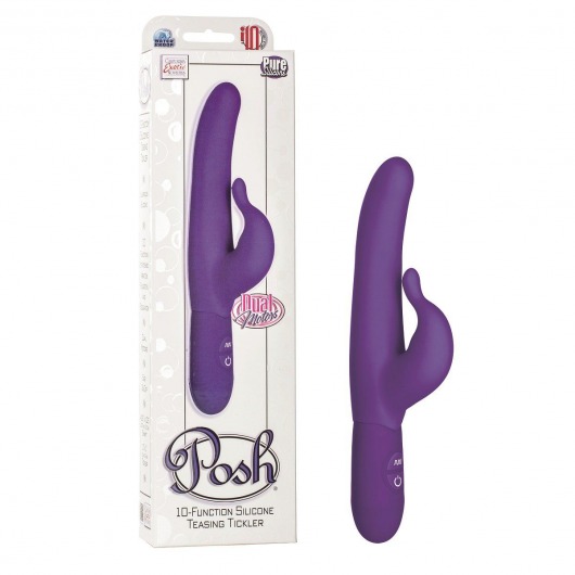 Фиолетовый водонепроницаемый силиконовый вибратор Posh 10-Function Silicone Teasing Tickler - 20 см. - California Exotic Novelties