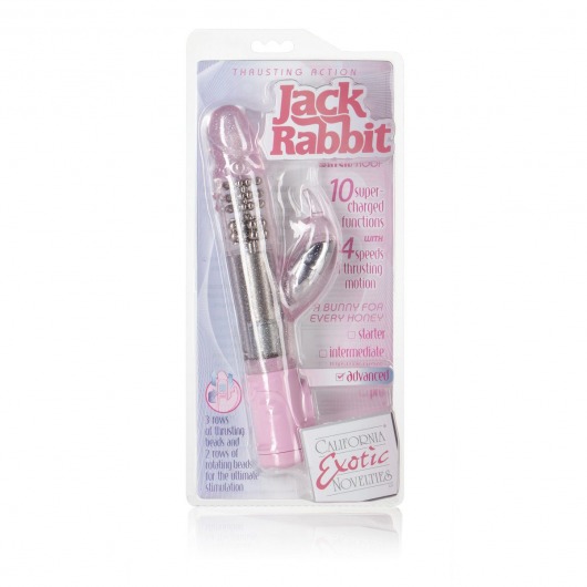 Розовый вибромассажер Thrusting Action Jack Rabbit - 19 см. - California Exotic Novelties