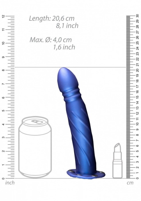 Синий страпон-фаллопротез со спиралевидной фактурой - 20,6 см. - Shots Media BV - купить с доставкой в Москве