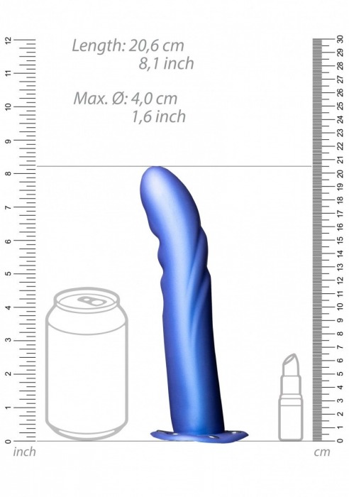 Синий страпон-фаллопротез с ребристой фактурой - 20,6 см. - Shots Media BV - купить с доставкой в Москве