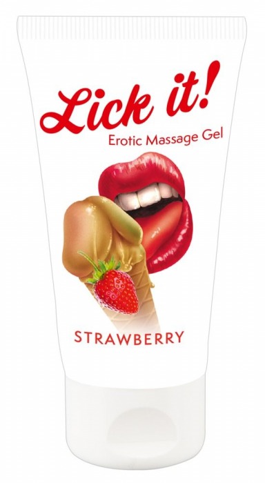 Лубрикант на водной основе Lick it! Strawberry с ароматом клубники - 50 мл. - Orion - купить с доставкой в Москве