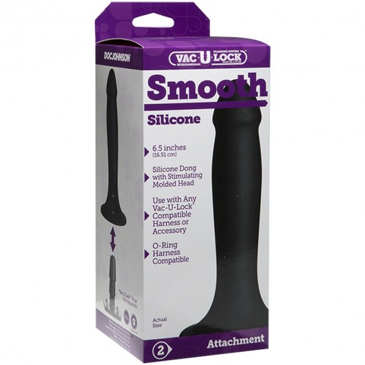 Черная насадка Vac-U-Lock Smooth - 16,5 см. - Doc Johnson - купить с доставкой в Москве