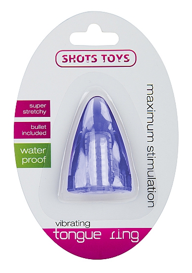 Голубой стимулятор на палец в форме языка Vibrating Tongue - Shots Toys by Shots Media BV