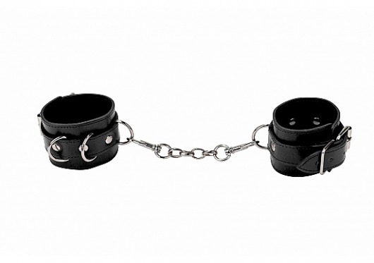 Черные кожаные наручники с заклепками - Shots Media BV - купить с доставкой в Москве