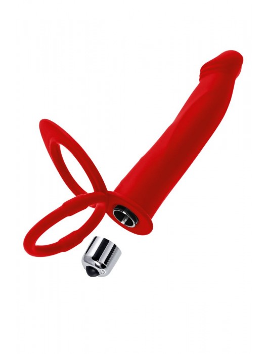 Красная насадка на пенис для двойного проникновения - 19 см. - ToyFa - купить с доставкой в Москве