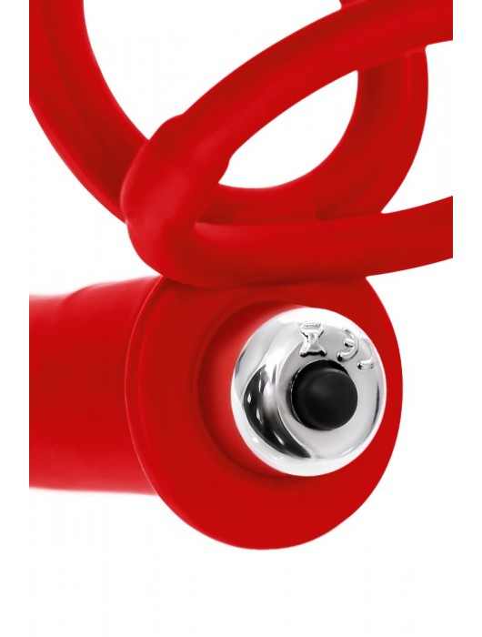 Красная насадка на пенис для двойного проникновения - 19 см. - ToyFa - купить с доставкой в Москве