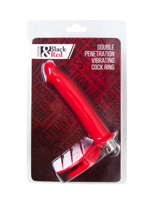 Красная насадка на пенис для двойного проникновения - 19 см. - ToyFa - купить с доставкой в Москве