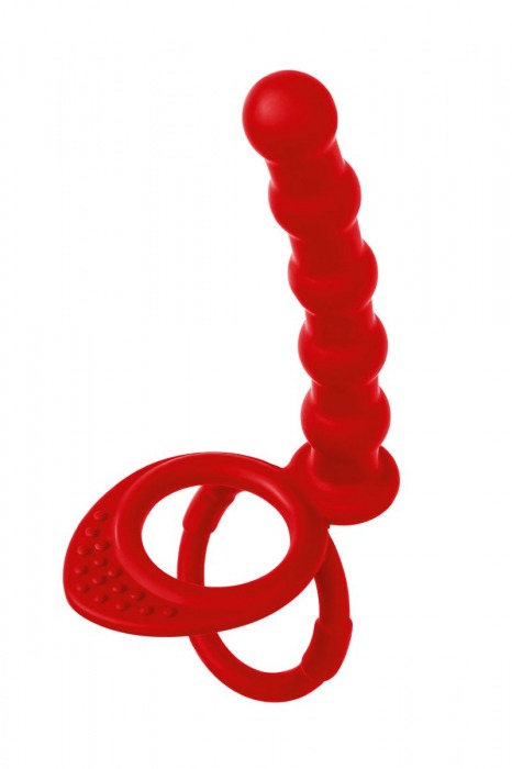 Красная насадка на пенис для двойного проникновения - 19,5 см. - ToyFa - купить с доставкой в Москве