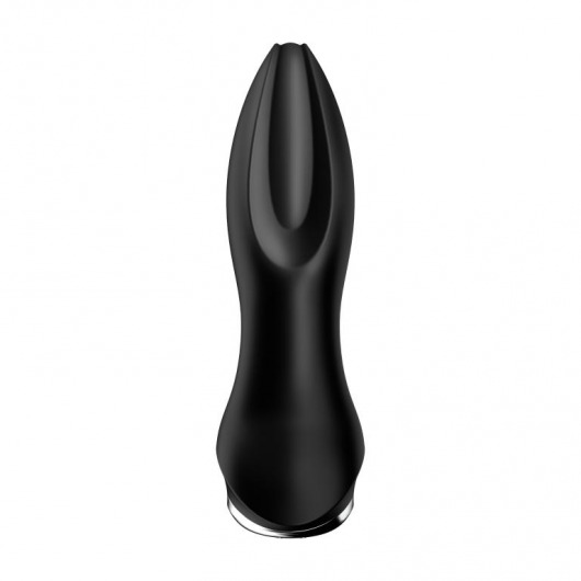 Черная анальная пробка с вибрацией и массажем бусинами Rotator Plug 2+ - 12,5 см. - Satisfyer