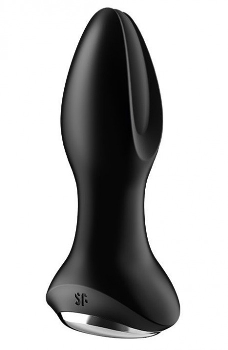 Черная анальная пробка с вибрацией и массажем бусинами Rotator Plug 2+ - 12,5 см. - Satisfyer