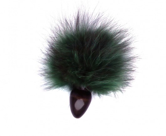 Чёрная анальная пробка с зелёным заячьим  хвостом - Wild Lust