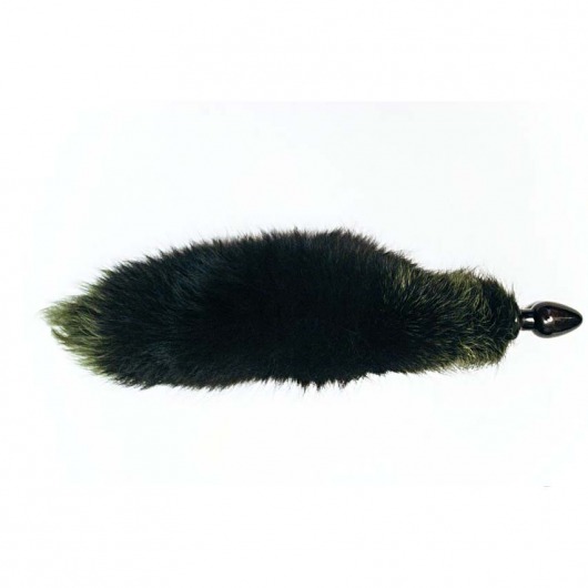 Чёрная малая анальная пробка с зеленым лисьим хвостом - Wild Lust