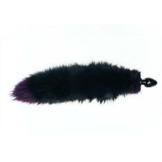 Черная анальная пробка с фиолетовым лисьим хвостом - Wild Lust