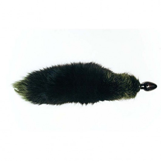 Черная анальная пробка с зеленым лисьим хвостом - Wild Lust