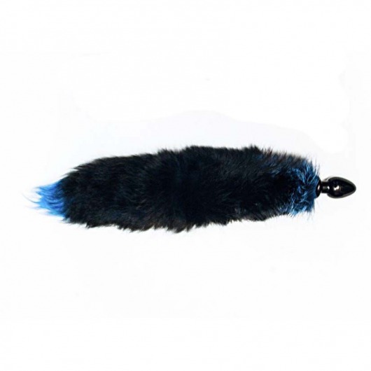 Черная анальная пробка с голубым лисьим хвостом - Wild Lust