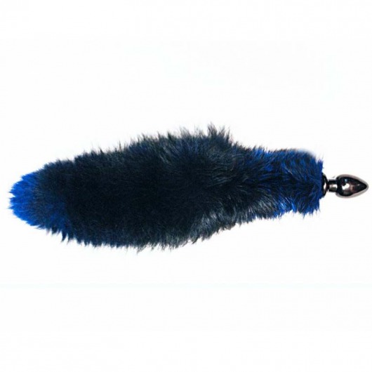 Черная анальная пробка с синим лисьим хвостом - Wild Lust