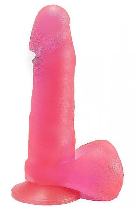 Розовый гелевый фаллоимитатор на подошве-присоске - 16 см. - LOVETOY (А-Полимер)
