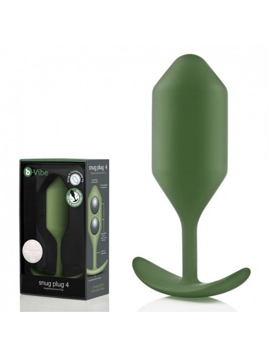 Пробка цвета хаки для ношения B-vibe Snug Plug 4 - 14 см. - b-Vibe